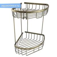 Полочка угловая овальная двойная 22 см решетка - БРОНЗА